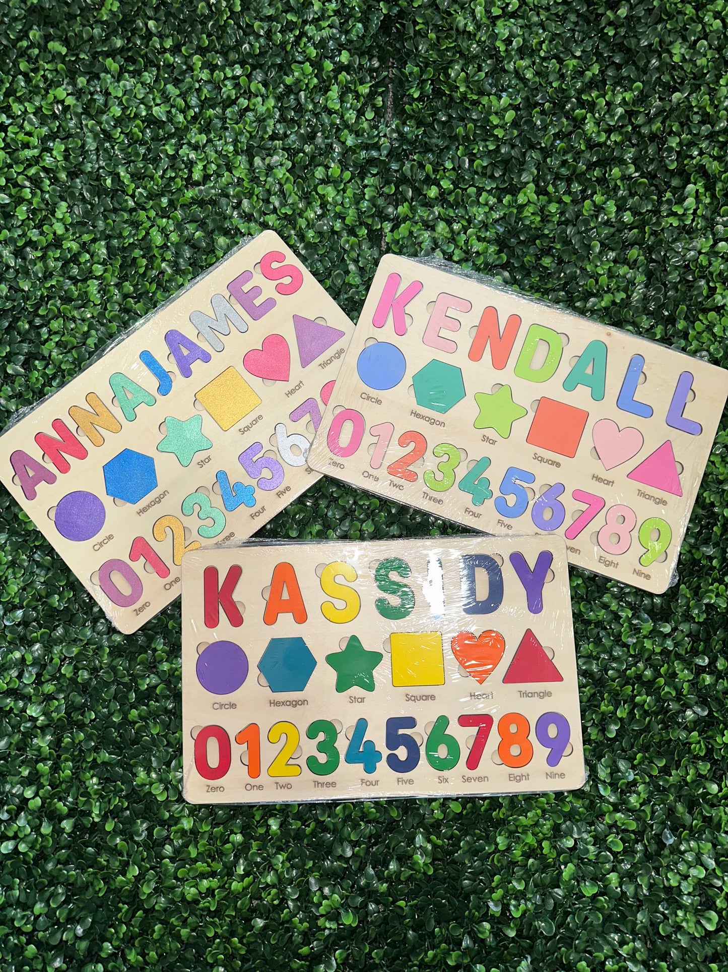 (Boutique ) Name , number, shape puzzle