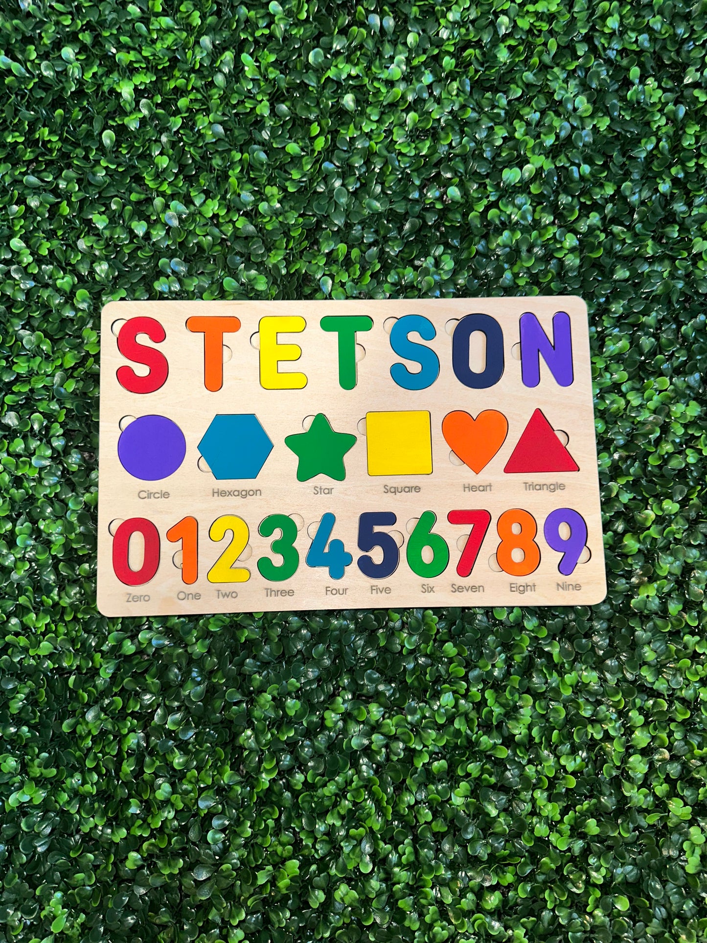 (Boutique ) Name , number, shape puzzle